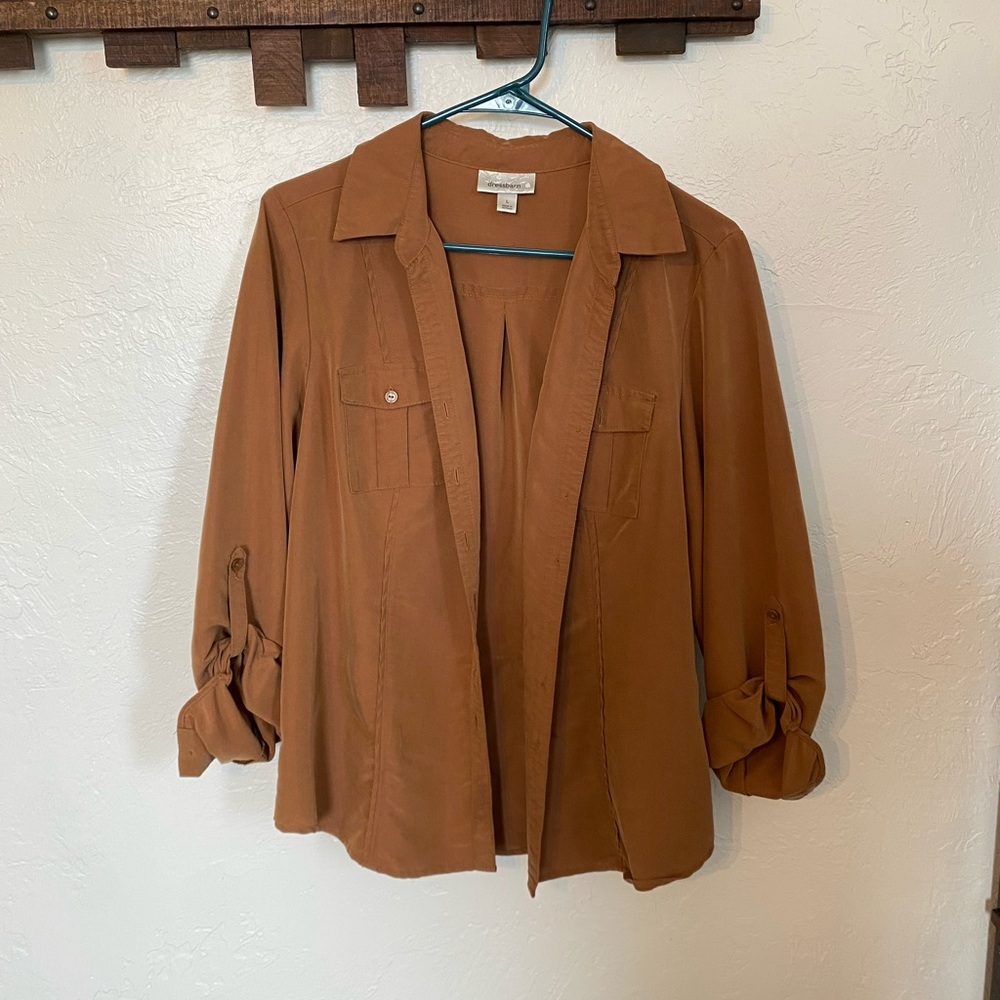 Dressbarn Tan Collared Shirt
